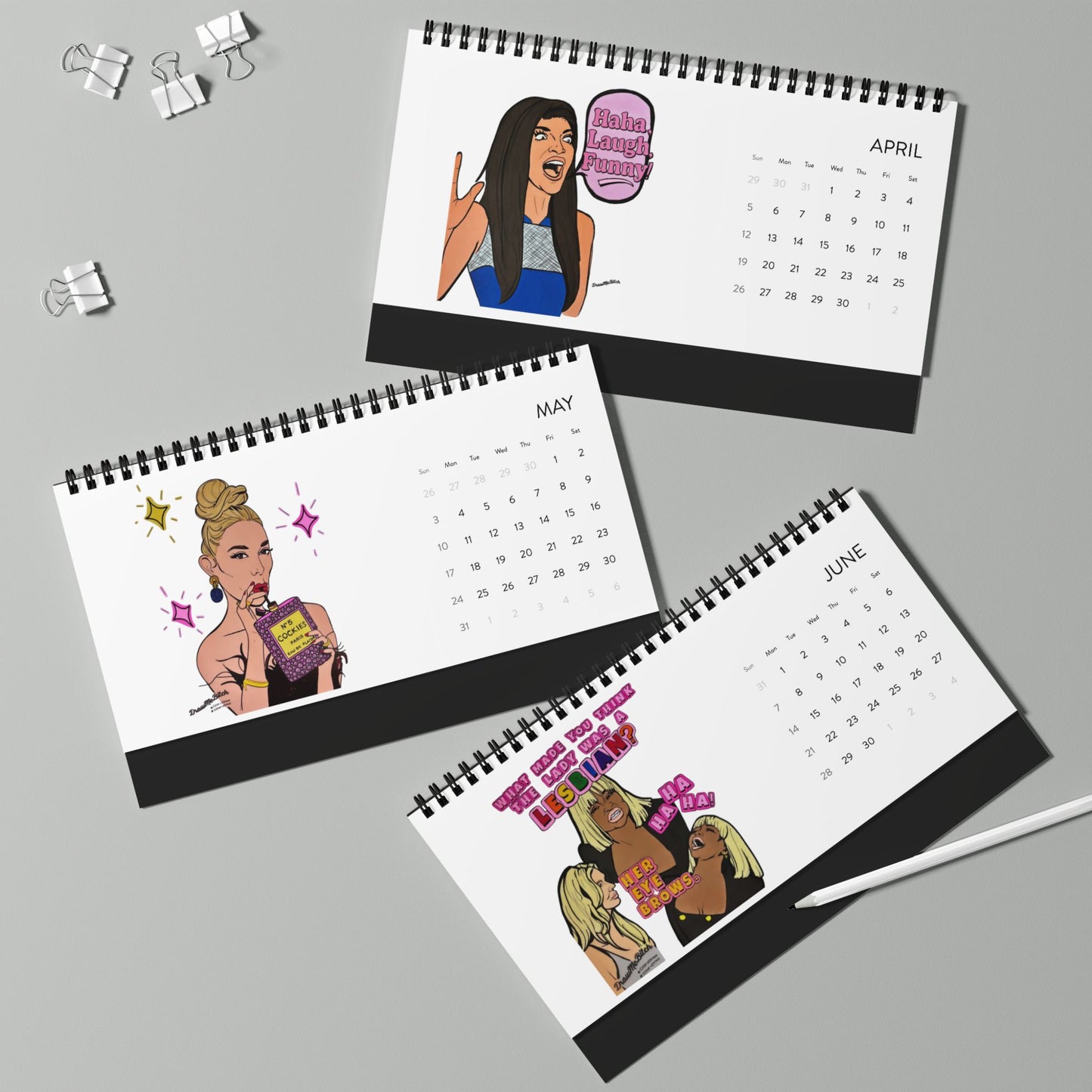 Real Housewives of 2026 by ColorUsBravo, 5" x 10" Desktop Calendar