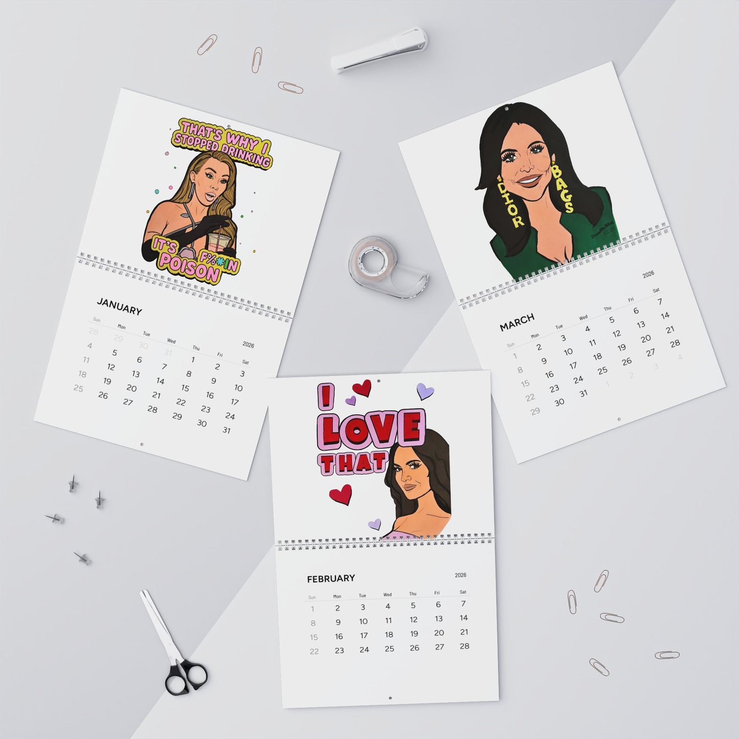 Real Housewives of 2026 by ColorUsBravo, 8" x 10" Wall Calendar