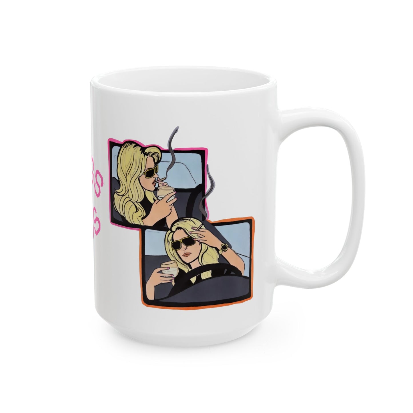 RHOA Kim Driving Wigs & Cigs, Ceramic Mug, (11oz, 15oz) Featuring Kim Zolciak