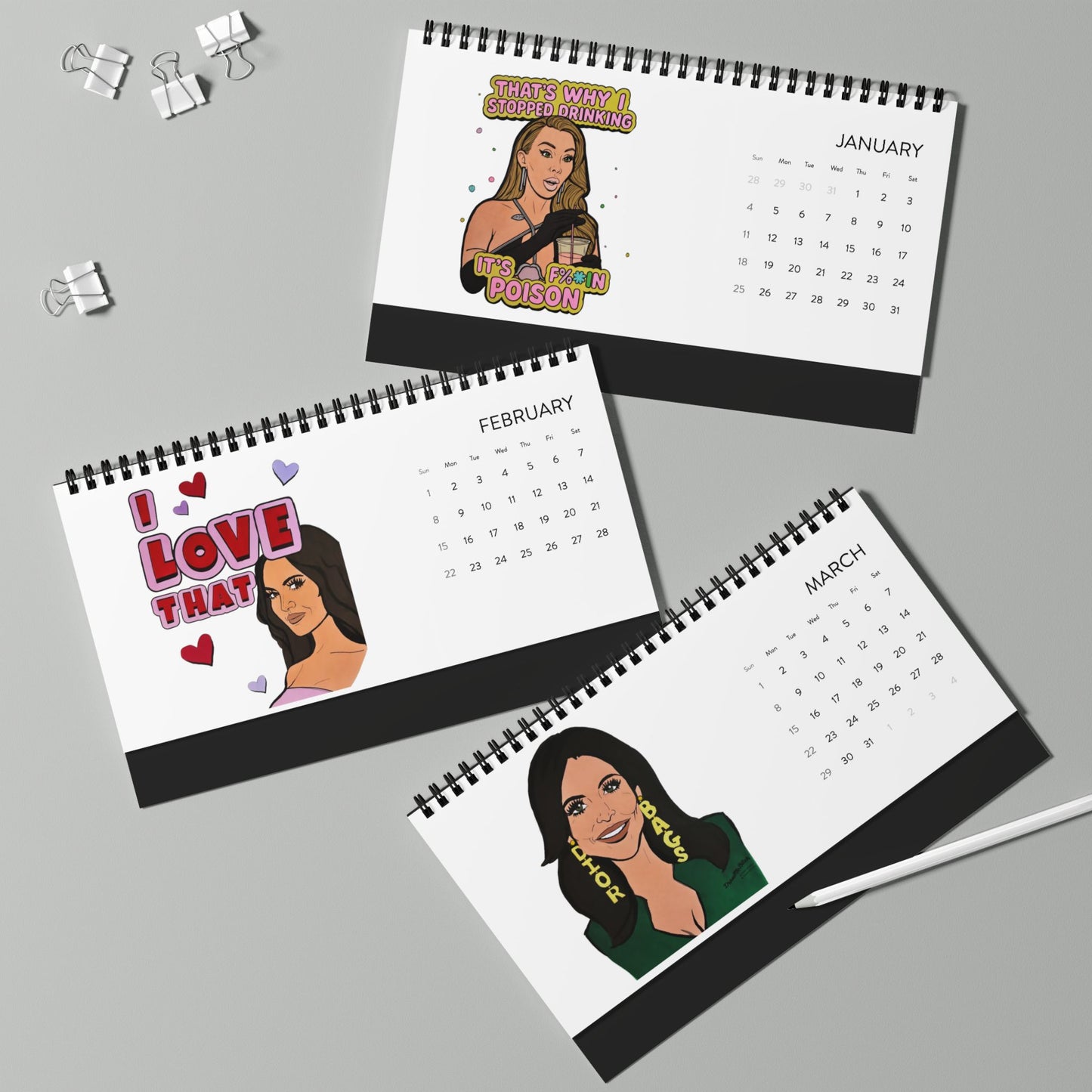 Real Housewives of 2026 by ColorUsBravo, 5" x 10" Desktop Calendar
