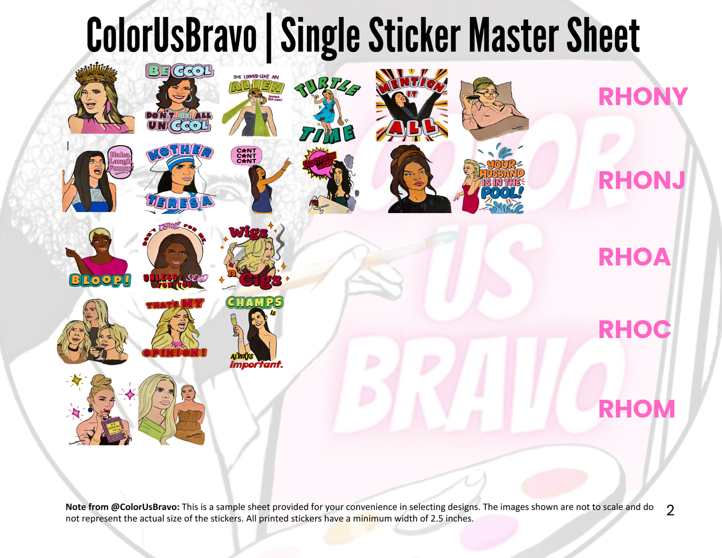 ColorUsBravo Stickers | Individual, Die-Cut | Bravo TV Inspired