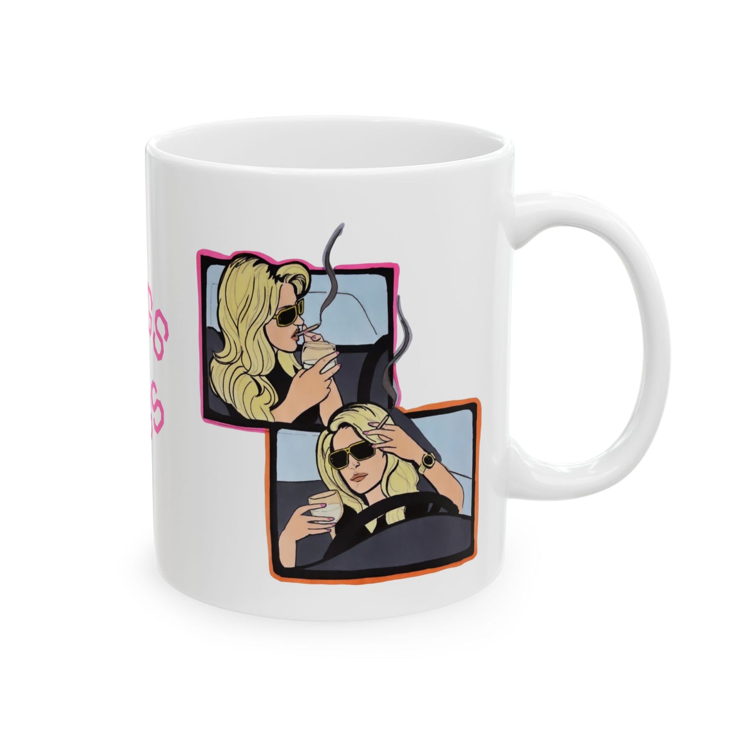 RHOA Kim Driving Wigs & Cigs, Ceramic Mug, (11oz, 15oz) Featuring Kim Zolciak