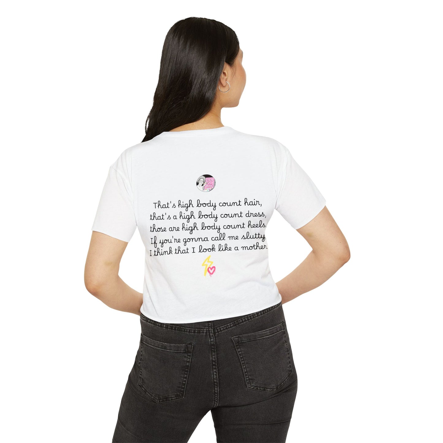 RHOSLC "High Body Count Hair", Cropped Tee, Featuring Angie K
