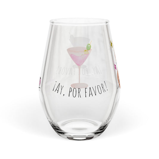RHOM Marysol Cockies Ay Por Favor!, 12oz Stemless Wine Glass, featuring Marysol Patton