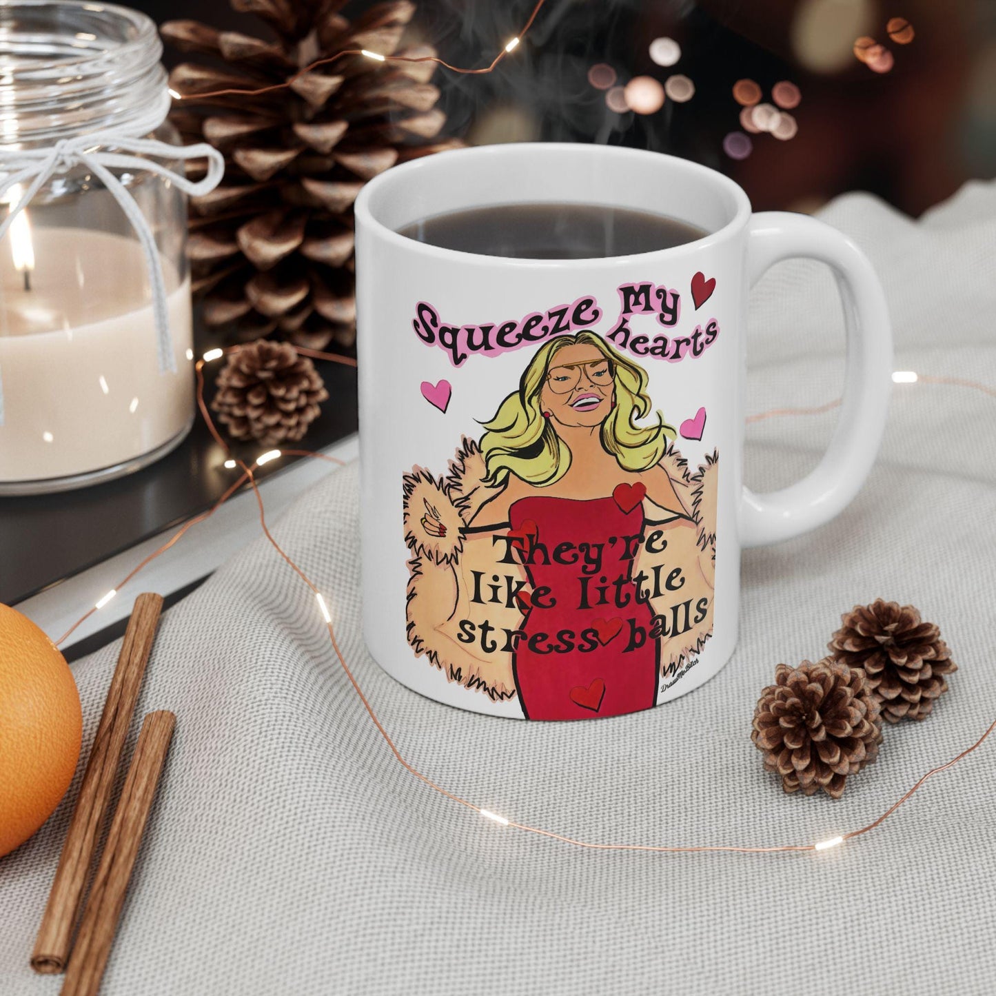RHOSLC Stress Ball Hearts featuring Heather Gay, Ceramic Mug