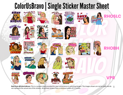ColorUsBravo Stickers | Individual, Die-Cut | Bravo TV Inspired