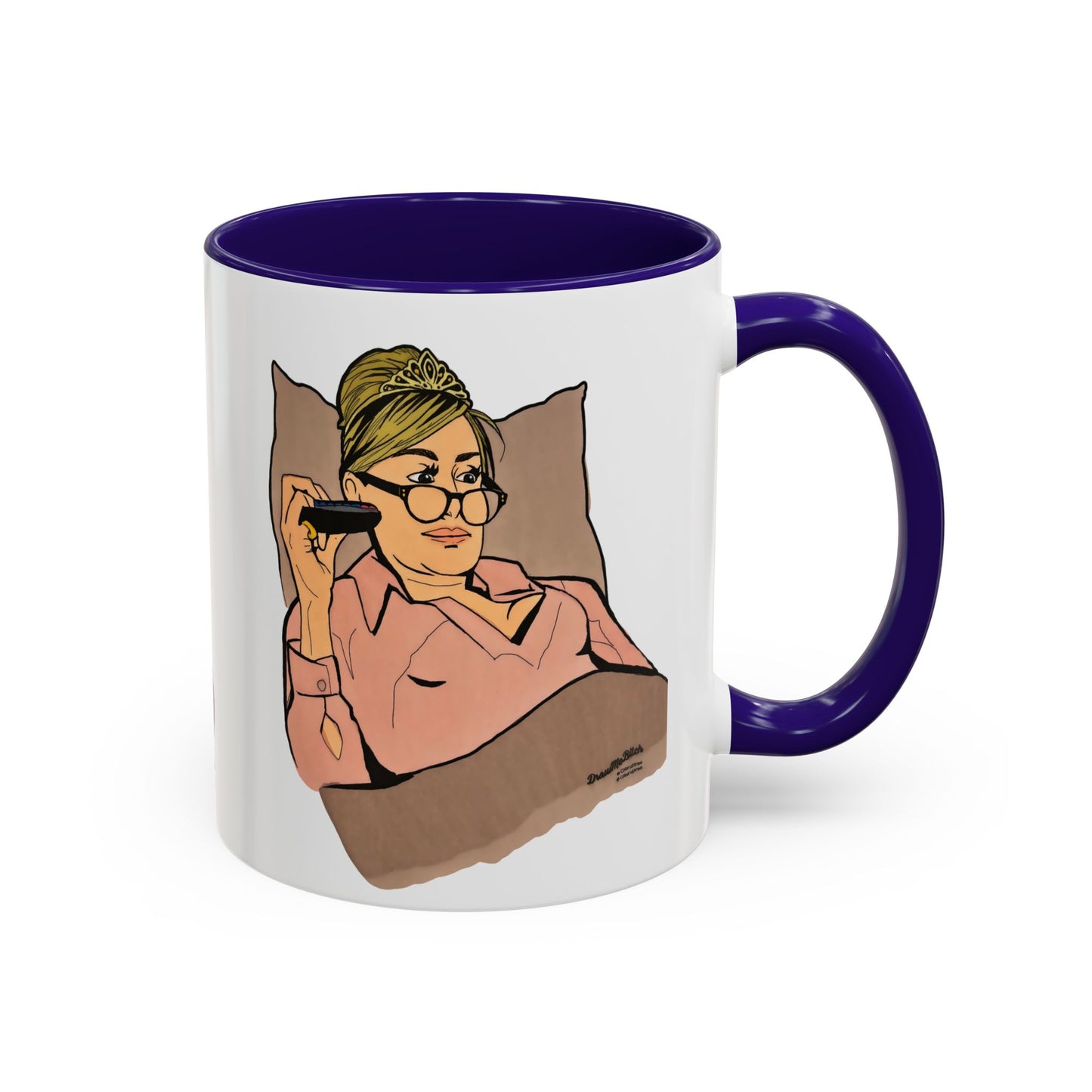 RHONY Sonja in bed with a Crown, Ceramic Mug, (11oz, 15oz) featuring Sonja Morgan
