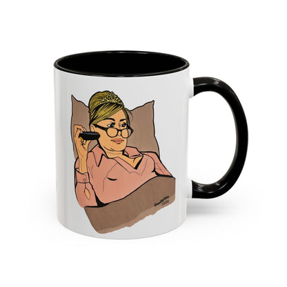 RHONY Sonja in bed with a Crown, Ceramic Mug, (11oz, 15oz) featuring Sonja Morgan