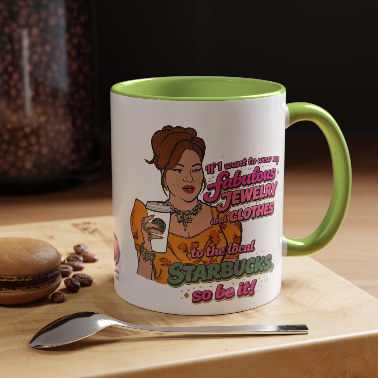 RHOBH Jenn Tilley Jewels and Coffee, Ceramic Mug, Various Sizes & Colors, featuring Jennifer Tilley