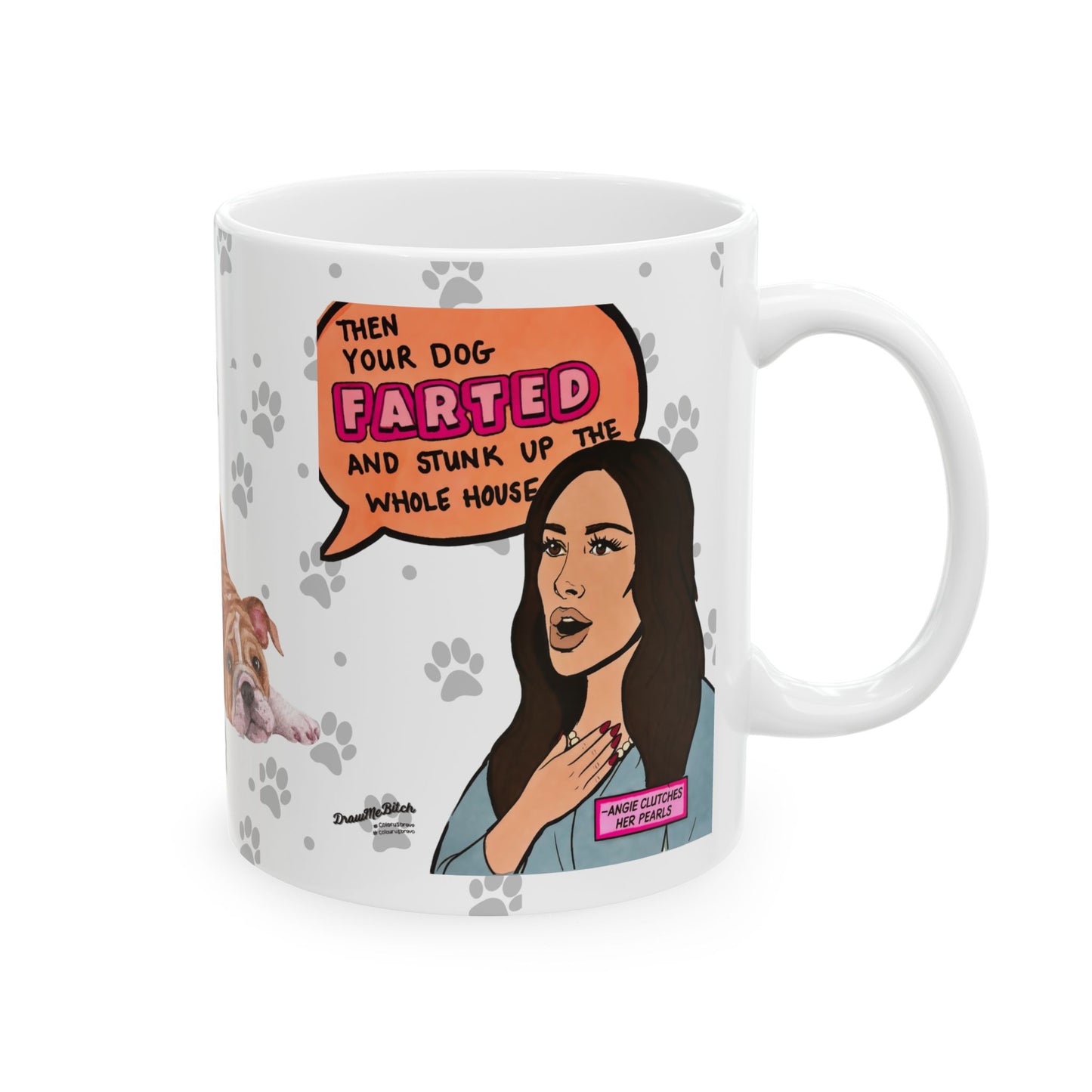 RHOSLC Mary vs. Angie Farts, Ceramic Mug, (11oz, 15oz) Featuring Mary Cosby and Angie Katsanevas