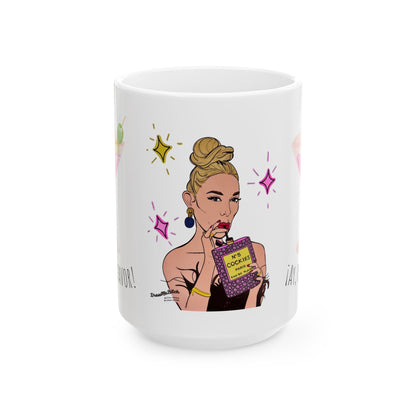 RHOM Marysol Cockies Ay Por Favor!, Ceramic Mug, (11oz, 15oz) Featuring Marysol Patton