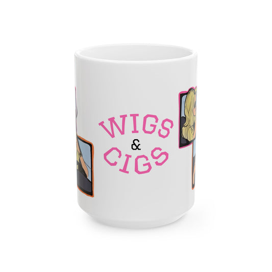 RHOA Kim Driving Wigs & Cigs, Ceramic Mug, (11oz, 15oz) Featuring Kim Zolciak
