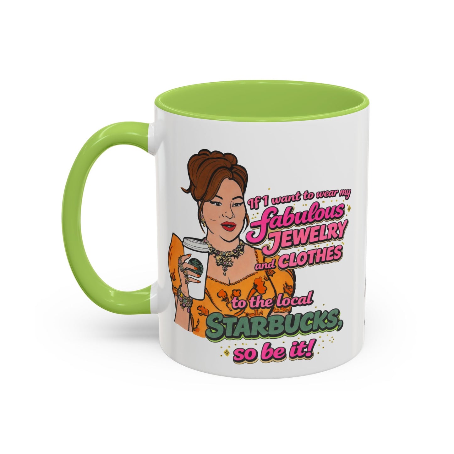 RHOBH Jenn Tilley Jewels and Coffee, Ceramic Mug, Various Sizes & Colors, featuring Jennifer Tilley