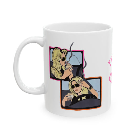 RHOA Kim Driving Wigs & Cigs, Ceramic Mug, (11oz, 15oz) Featuring Kim Zolciak