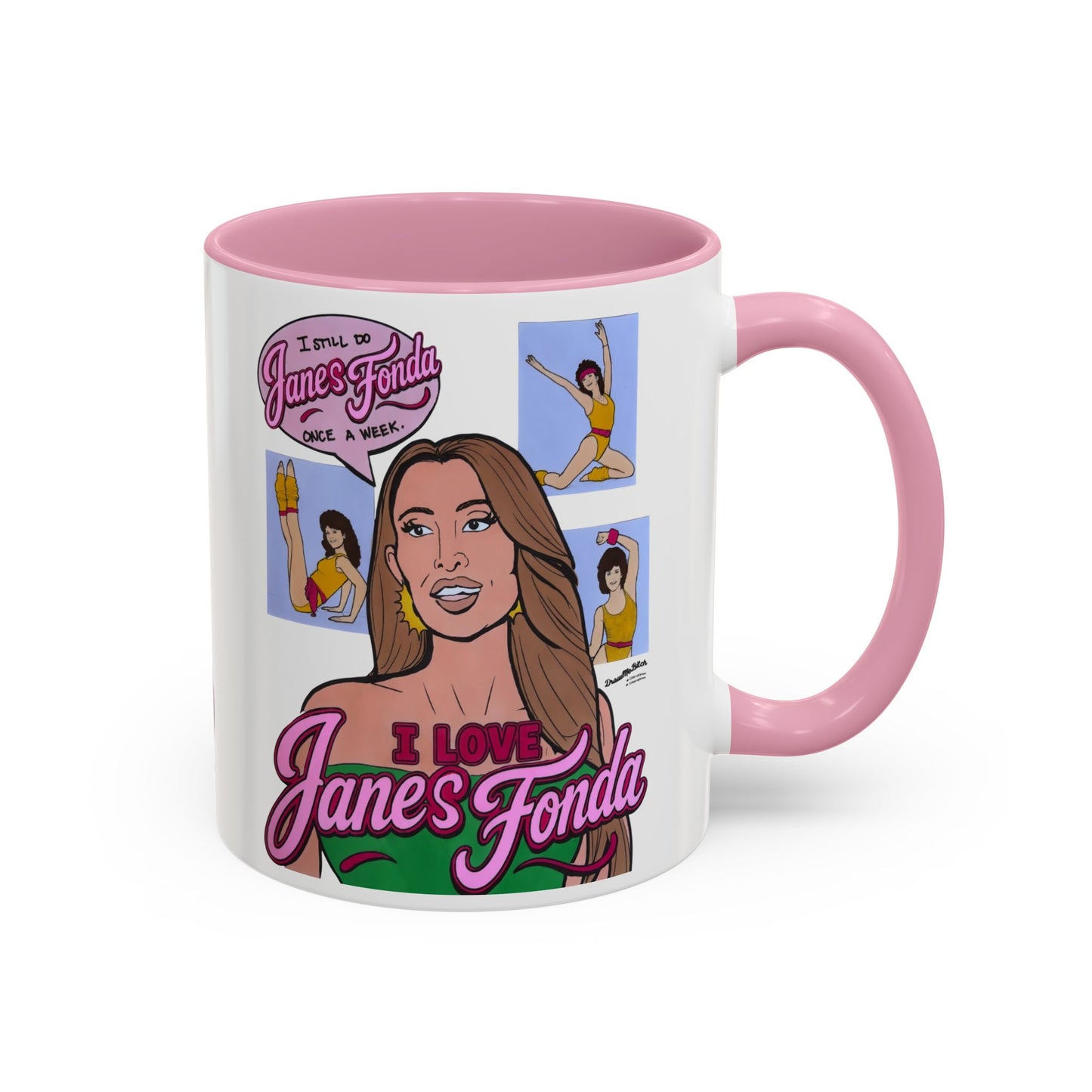 RHORI Alicia Loves Janes Fonda, Ceramic Mug, (11oz, 15oz) featuring Kelsey Swanson & Rosie Woods