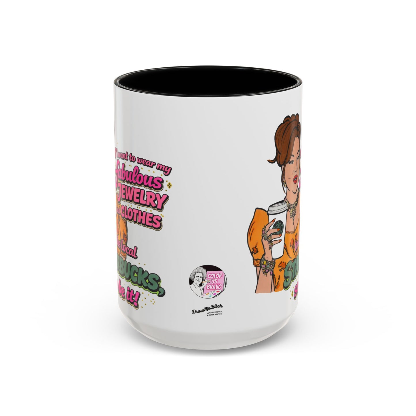 RHOBH Jenn Tilley Jewels and Coffee, Ceramic Mug, Various Sizes & Colors, featuring Jennifer Tilley