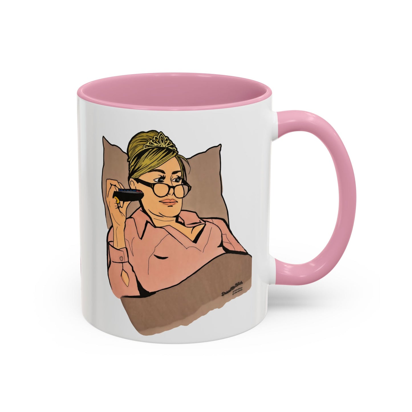RHONY Sonja in bed with a Crown, Ceramic Mug, (11oz, 15oz) featuring Sonja Morgan