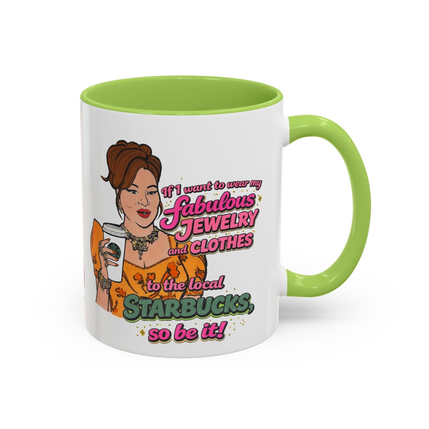 RHOBH Jenn Tilley Jewels and Coffee, Ceramic Mug, Various Sizes & Colors, featuring Jennifer Tilley