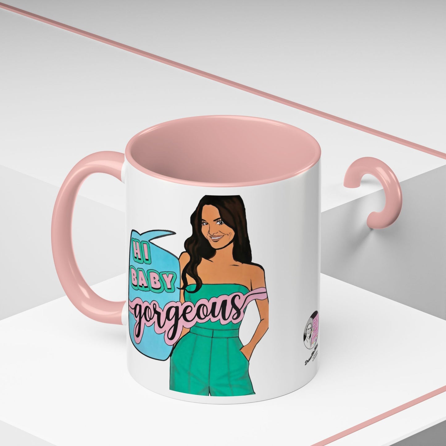 RHOSLC, "Hey Baby Gorgeous!" Ceramic Mug, (11oz, 15oz)  featuring Lisa Barlow