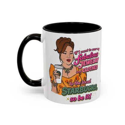 RHOBH Jenn Tilley Jewels and Coffee, Ceramic Mug, Various Sizes & Colors, featuring Jennifer Tilley