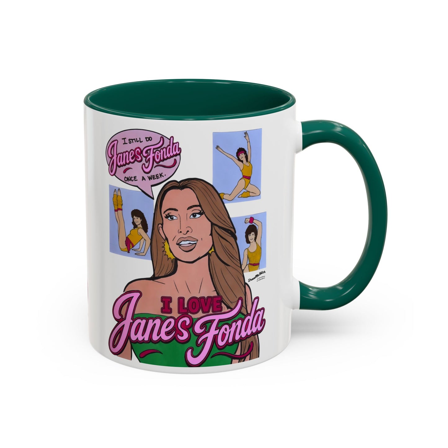 RHORI Alicia Loves Janes Fonda, Ceramic Mug, (11oz, 15oz) featuring Kelsey Swanson & Rosie Woods