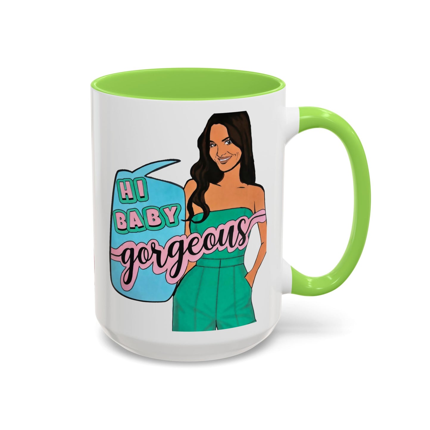 RHOSLC, "Hey Baby Gorgeous!" Ceramic Mug, (11oz, 15oz)  featuring Lisa Barlow