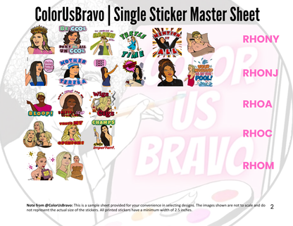 ColorUsBravo Stickers | Individual, Die-Cut | Bravo TV Inspired