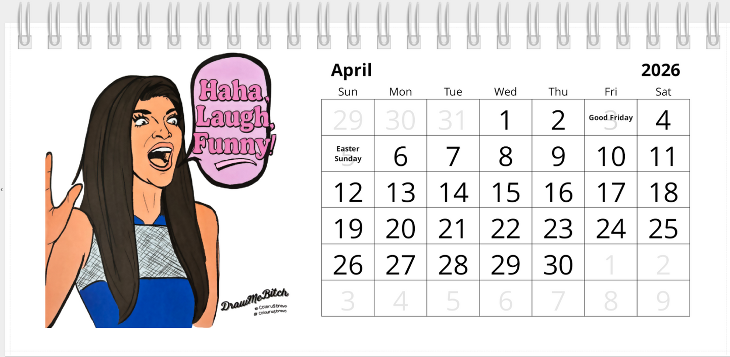 Real Housewives of 2026, Desktop Calendar, Featuring Various Real Housewives from Bravo TV