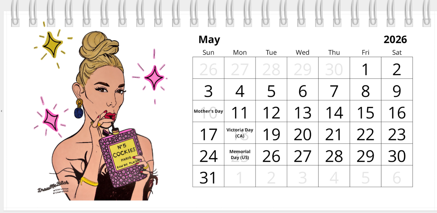 Real Housewives of 2026, Desktop Calendar, Featuring Various Real Housewives from Bravo TV