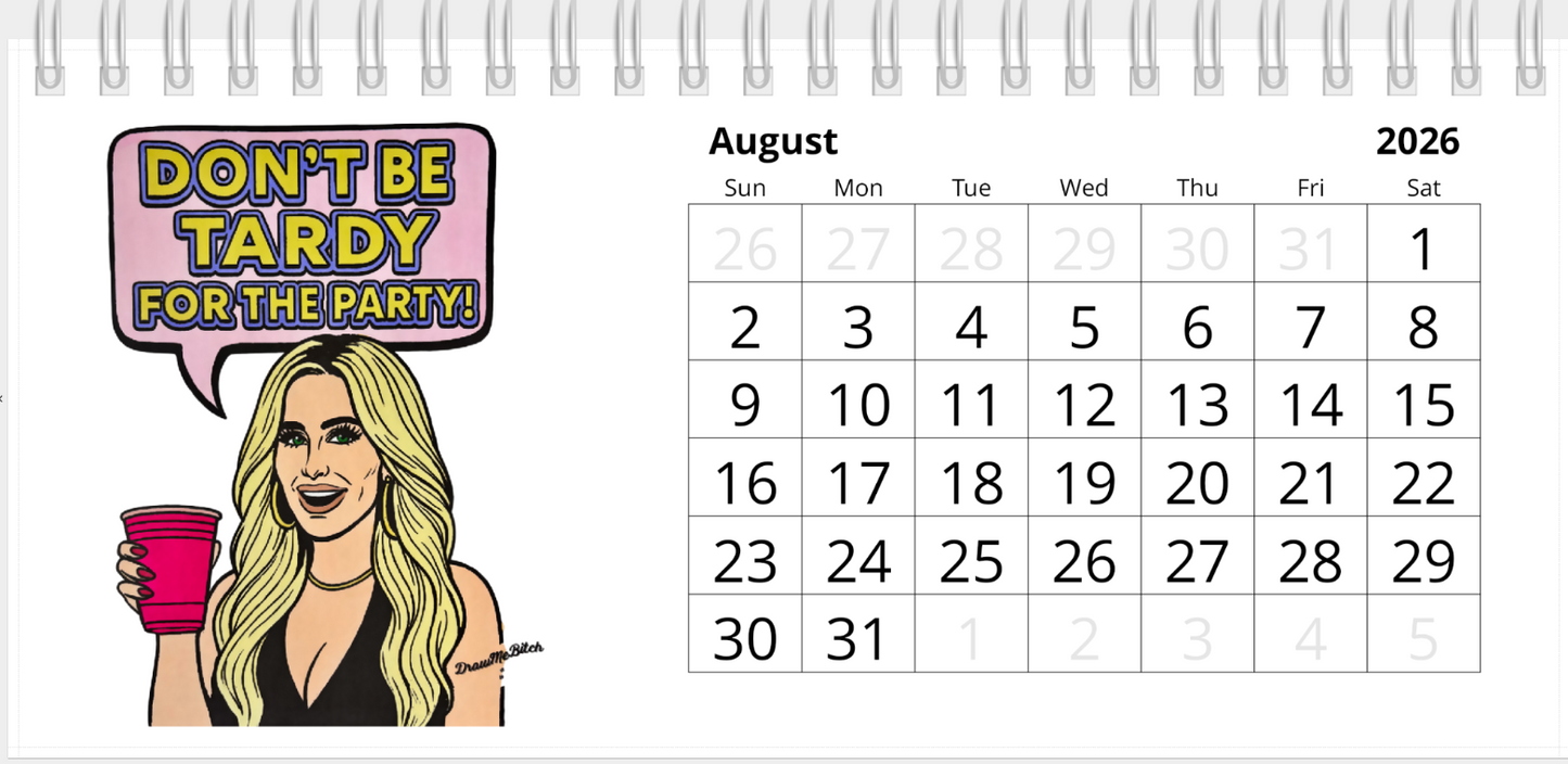 Real Housewives of 2026, Desktop Calendar, Featuring Various Real Housewives from Bravo TV