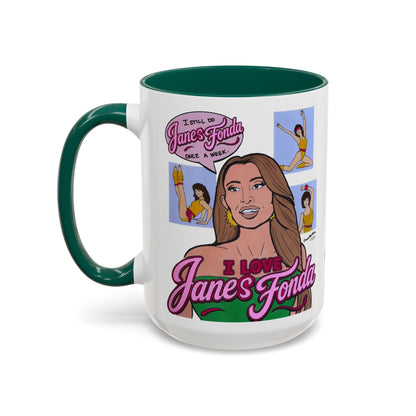 RHORI Alicia Loves Janes Fonda, Ceramic Mug, (11oz, 15oz) featuring Kelsey Swanson & Rosie Woods