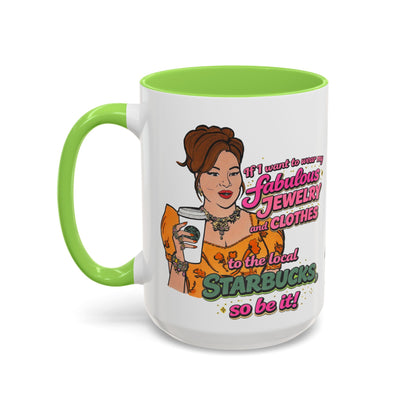 RHOBH Jenn Tilley Jewels and Coffee, Ceramic Mug, Various Sizes & Colors, featuring Jennifer Tilley