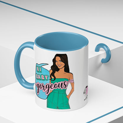 RHOSLC, "Hey Baby Gorgeous!" Ceramic Mug, (11oz, 15oz)  featuring Lisa Barlow