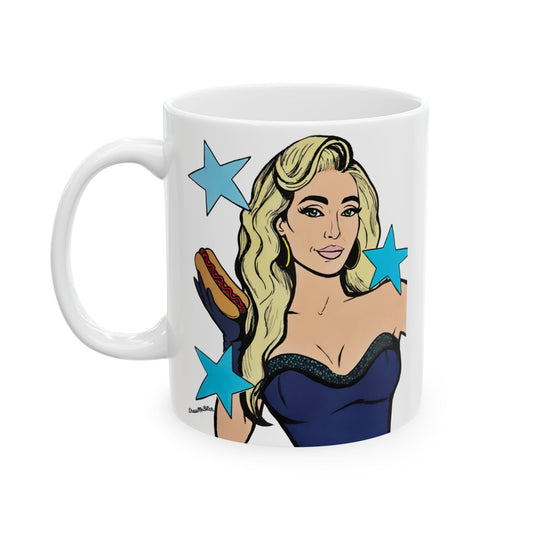 RHOBH Erika & Hot Dog, Ceramic Mug, (11oz, 15oz) featuring Erika Jayne