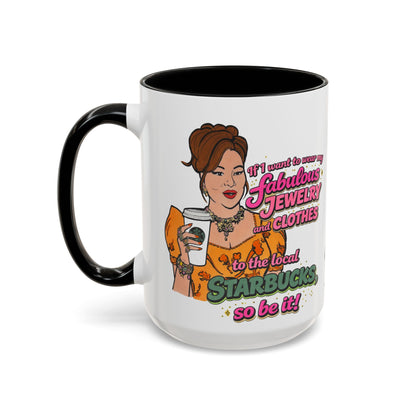 RHOBH Jenn Tilley Jewels and Coffee, Ceramic Mug, Various Sizes & Colors, featuring Jennifer Tilley