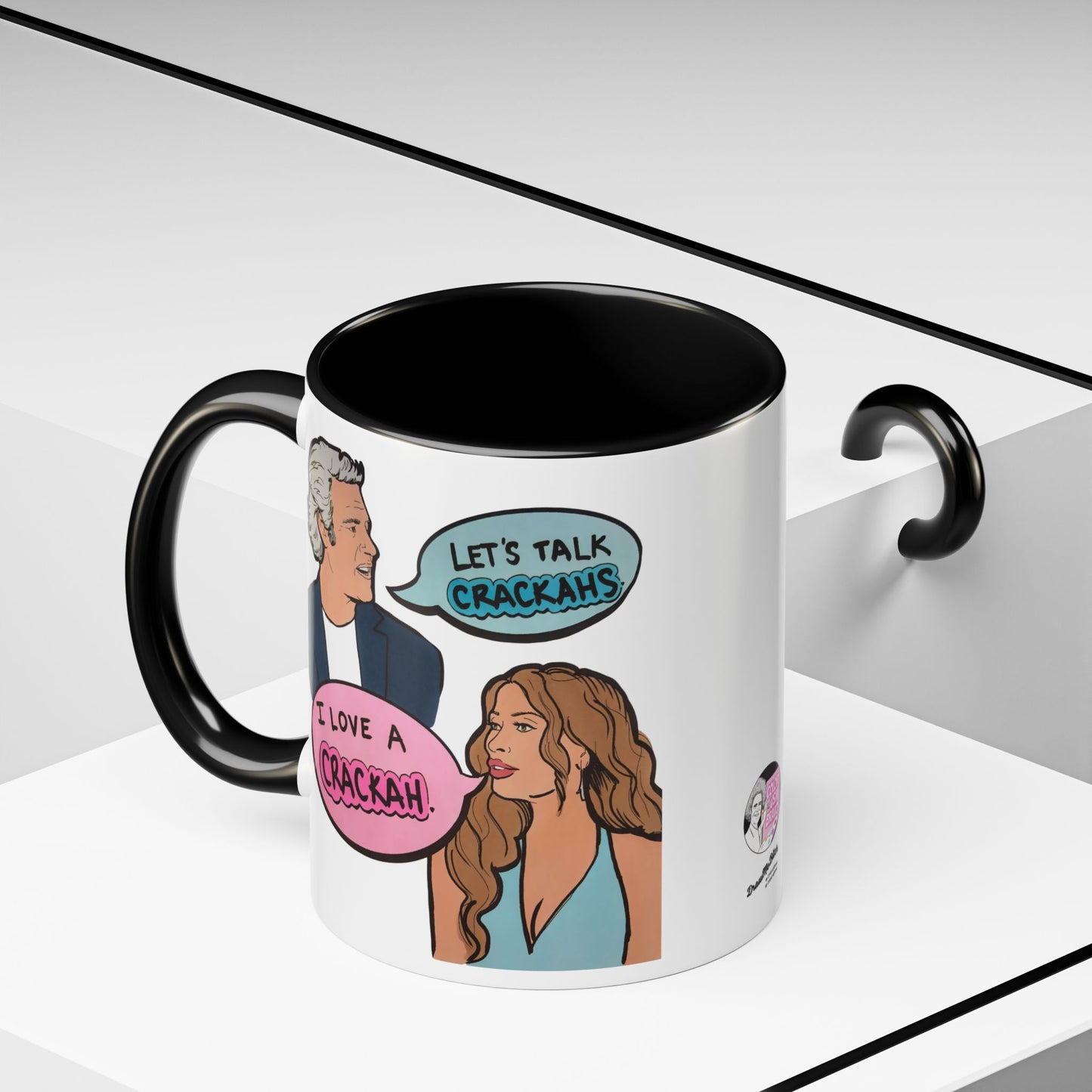 RHORI Alicia Loves a Cracka, Ceramic Mug, (11oz, 15oz) featuring Alicia Carmody & Andy Cohen
