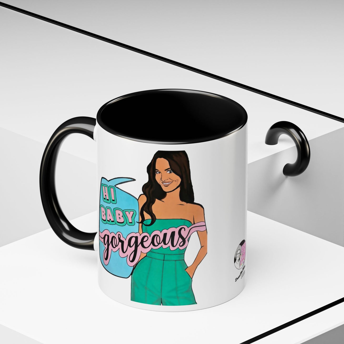 RHOSLC, "Hey Baby Gorgeous!" Ceramic Mug, (11oz, 15oz)  featuring Lisa Barlow