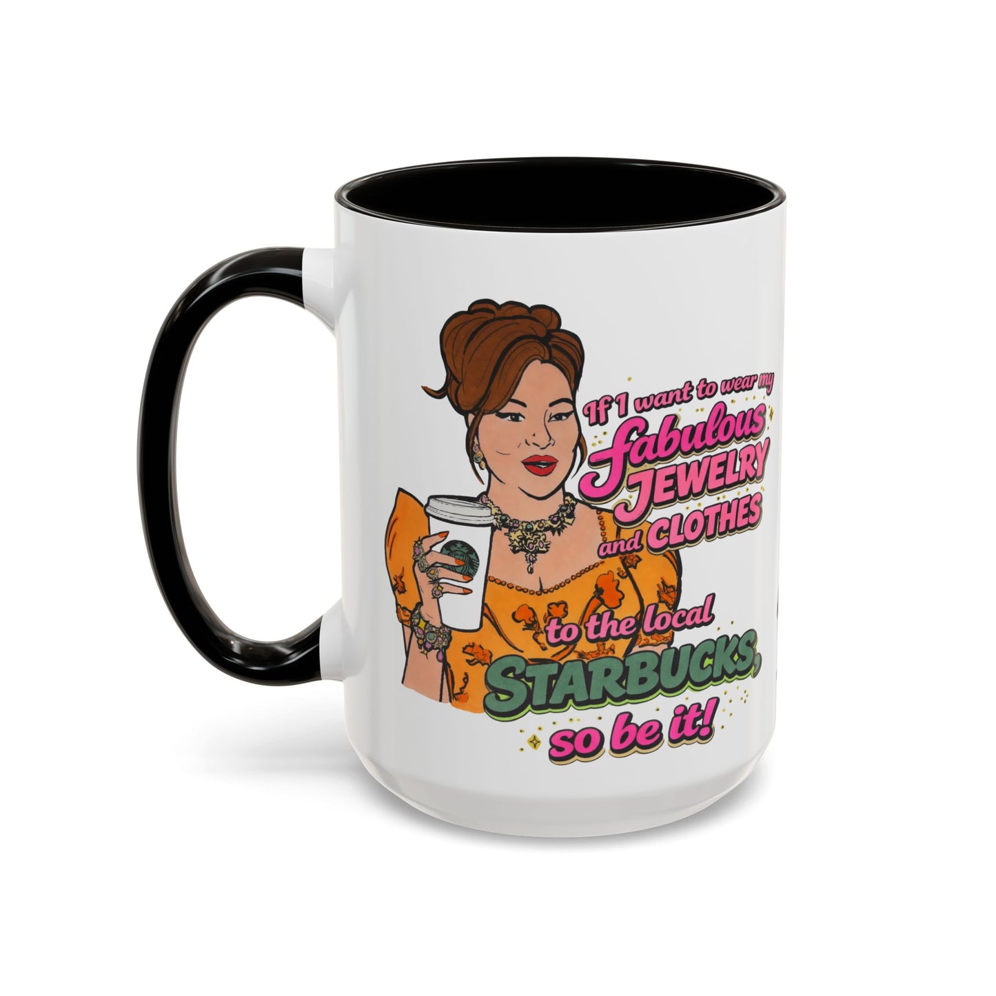 RHOBH Jenn Tilley Jewels and Coffee, Ceramic Mug, Various Sizes & Colors, featuring Jennifer Tilley
