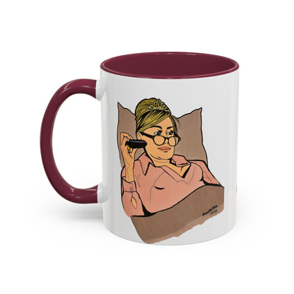 RHONY Sonja in bed with a Crown, Ceramic Mug, (11oz, 15oz) featuring Sonja Morgan
