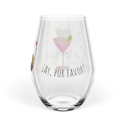 RHOM Marysol Cockies Ay Por Favor!, 12oz Stemless Wine Glass, featuring Marysol Patton