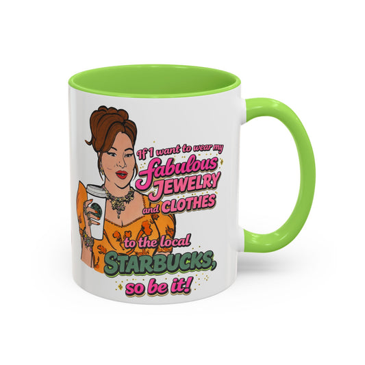 RHOBH Jenn Tilley Jewels and Coffee, Ceramic Mug, Various Sizes & Colors, featuring Jennifer Tilley