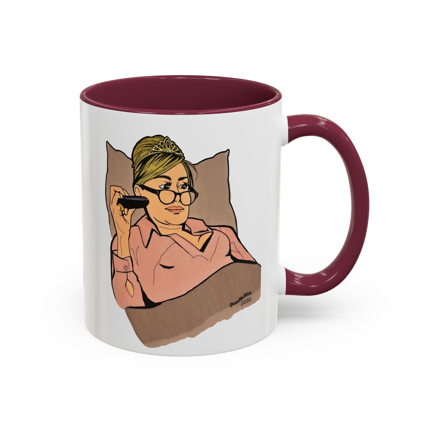 RHONY Sonja in bed with a Crown, Ceramic Mug, (11oz, 15oz) featuring Sonja Morgan
