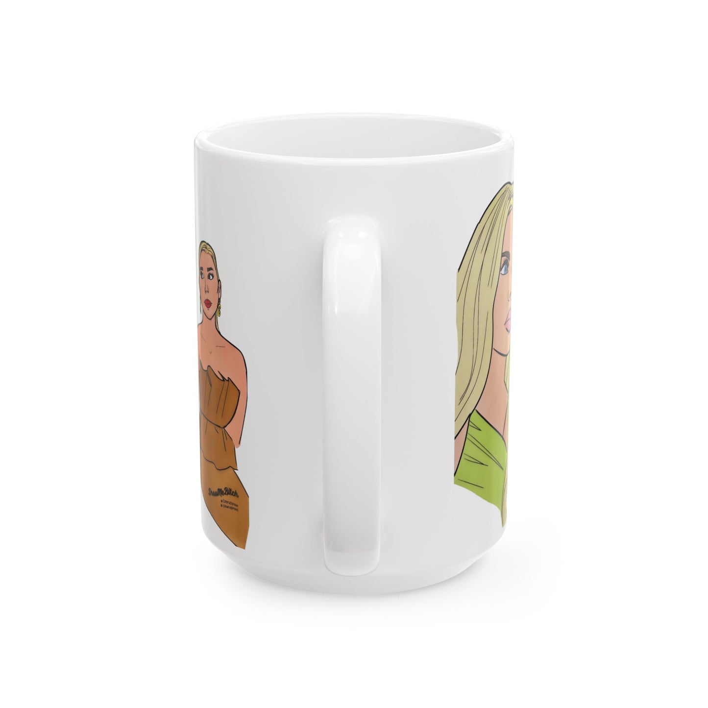 RHOM Alexia & Marysol "Right for the Hole, Wrong for the Soul", Ceramic Mug, (11oz, 15oz) featuring Alexia Nepola and Marysol Patton