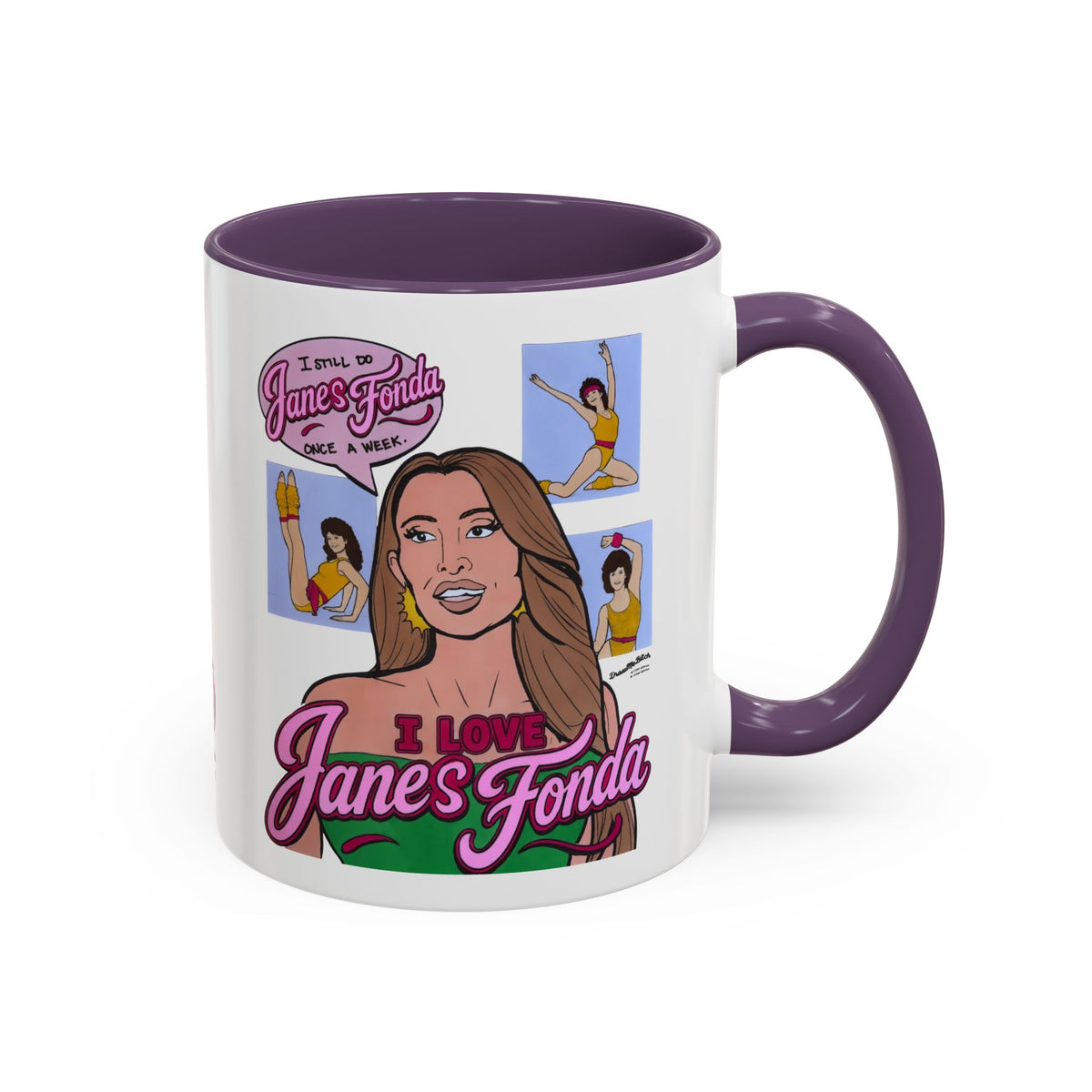 RHORI Alicia Loves Janes Fonda, Ceramic Mug, (11oz, 15oz) featuring Kelsey Swanson & Rosie Woods