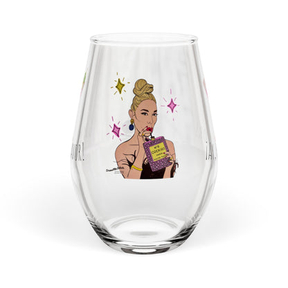 RHOM Marysol Cockies Ay Por Favor!, 12oz Stemless Wine Glass, featuring Marysol Patton
