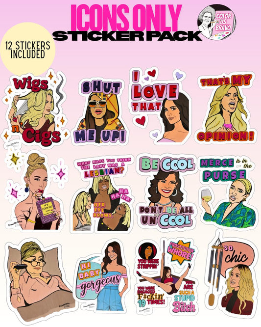 ICONS ONLY Sticker Pack, Set of 12