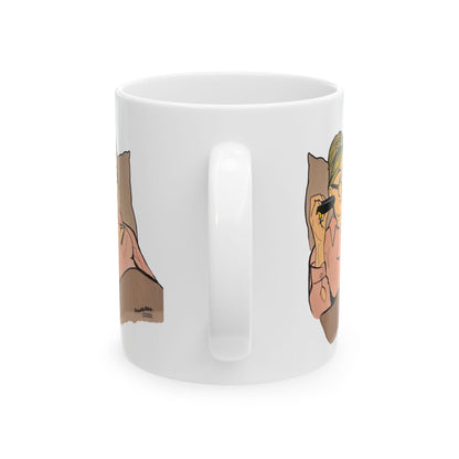 RHONY Sonja in bed with a Crown, Ceramic Mug, (11oz, 15oz) featuring Sonja Morgan