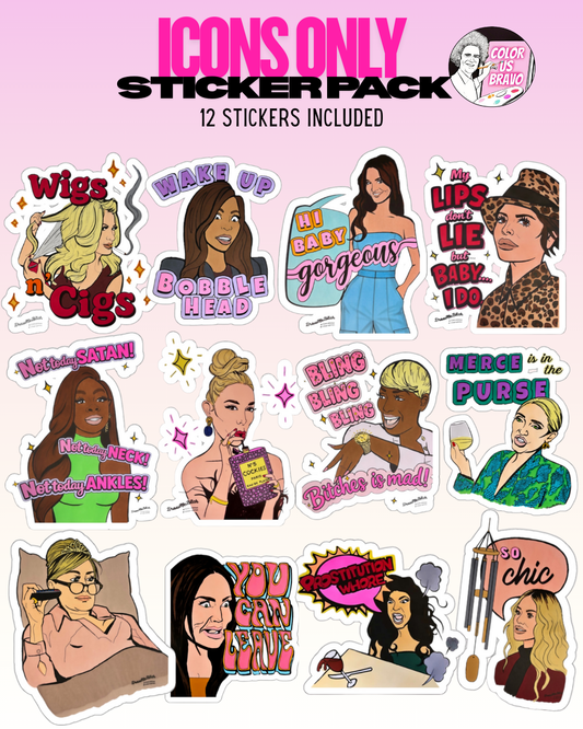 ICONS ONLY Sticker Pack, Set of 12